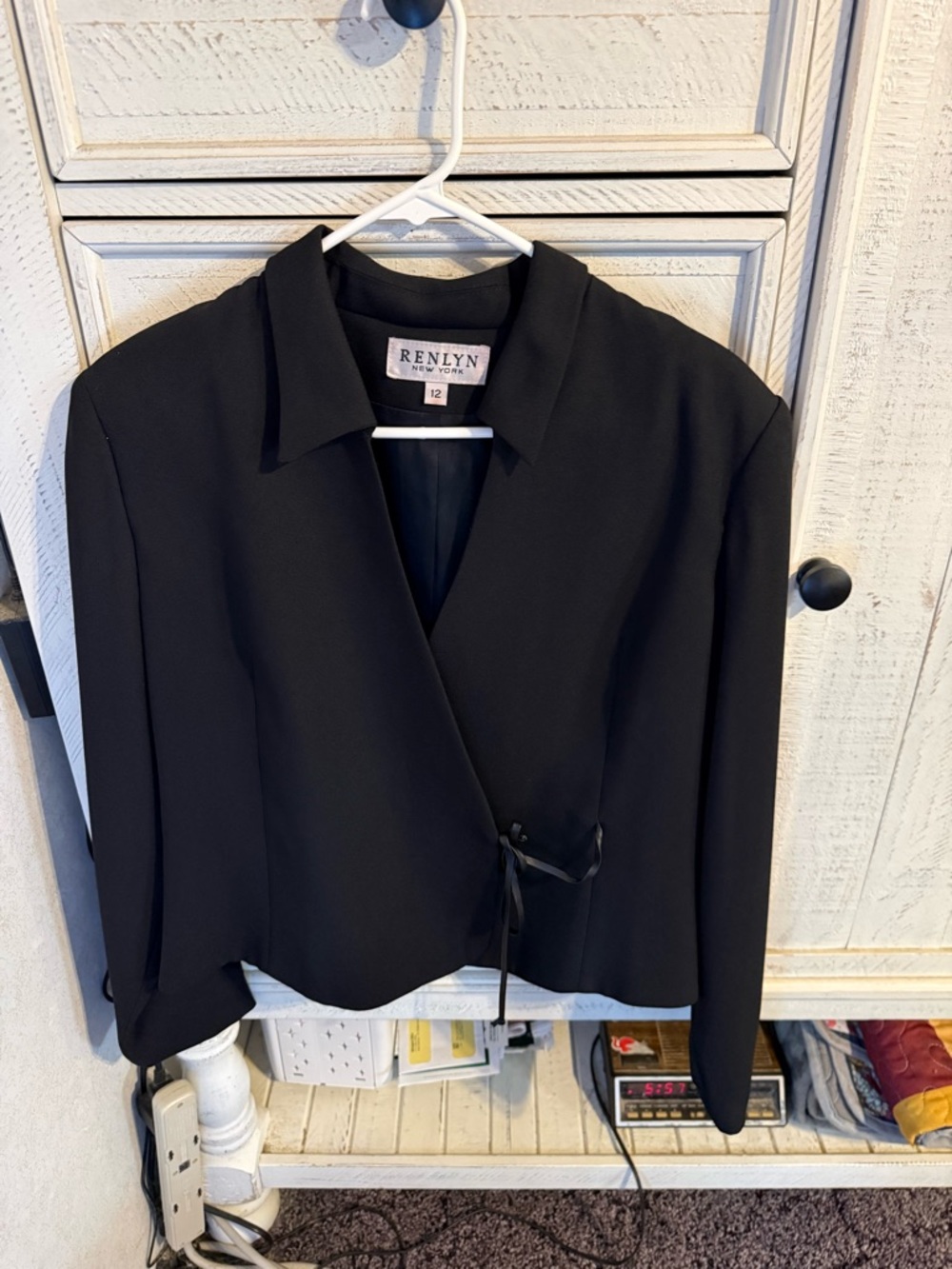 Black Wrap-Style Blazer Jacket